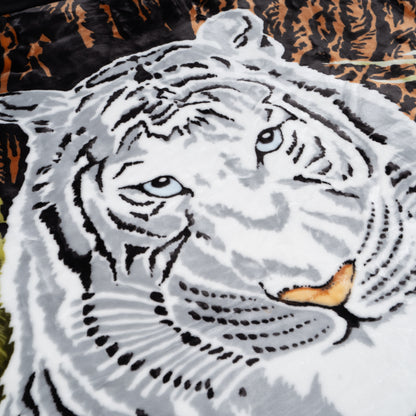 Embossed deken  Snow tiger Zwart