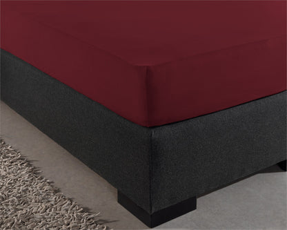 Dubbel Jersey 220 gr. Hoeslaken Bordeaux 160/180 x 200/220