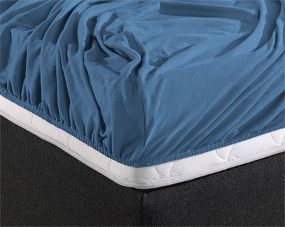 Dubbel Jersey 220 gr. Hoeslaken Blauw 140 x 200/220