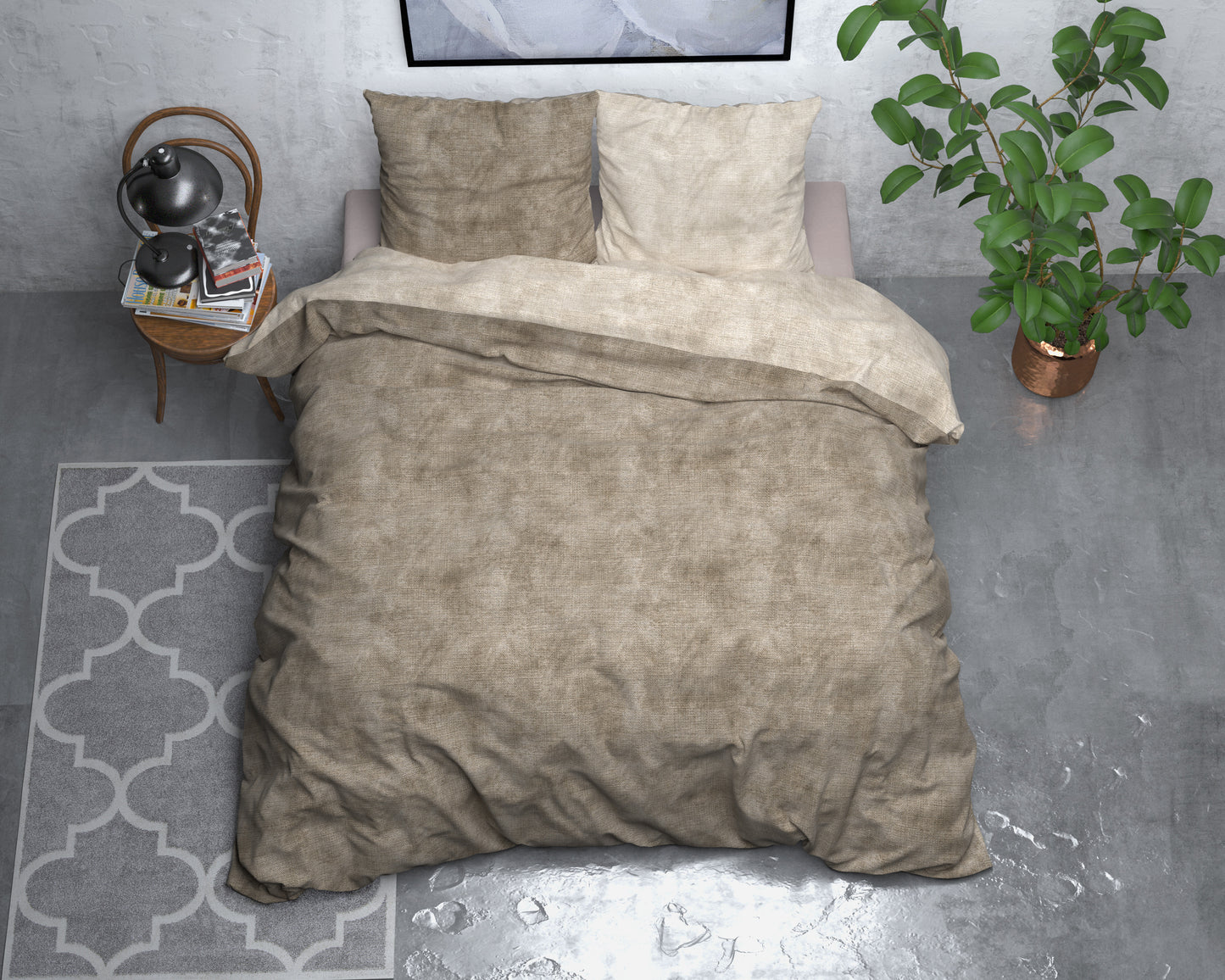 Flanel  Washed Cotton Taupe 140 x 200/220