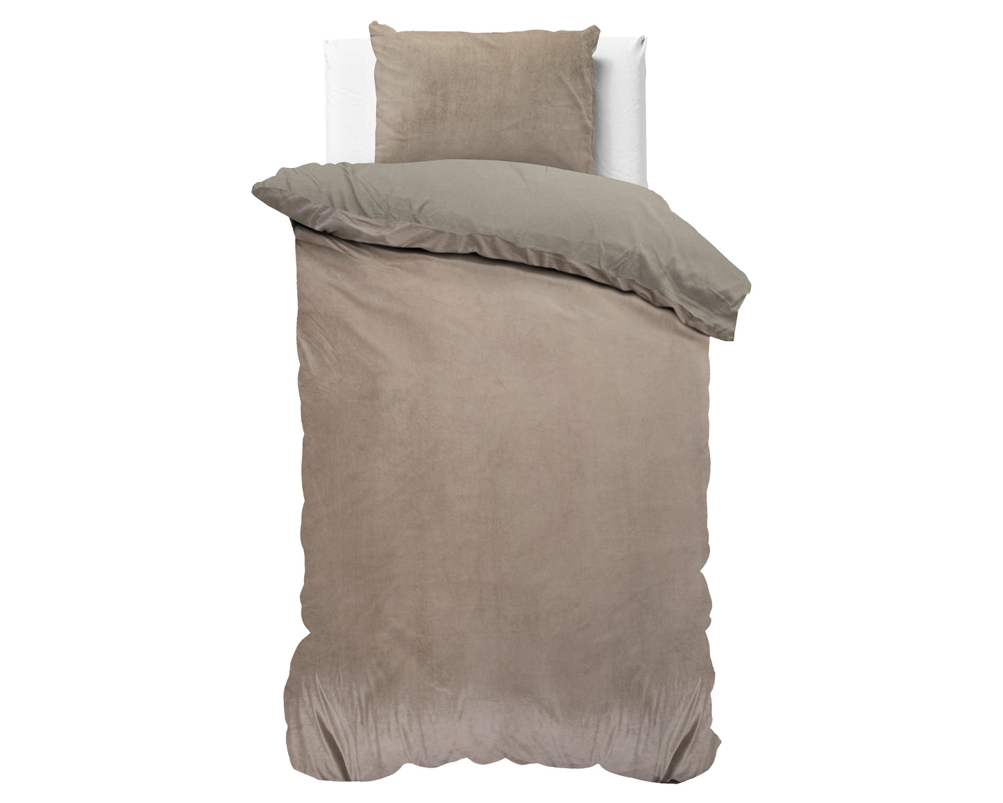 Velvet Uni Dekbedovertrek Taupe 140 x 220