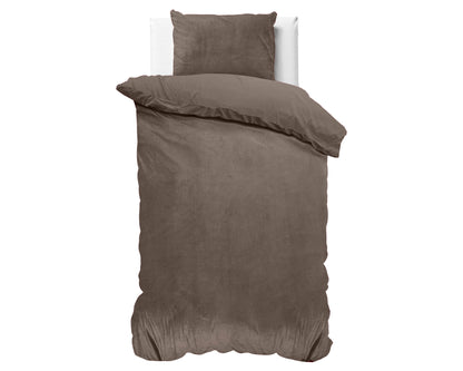 Velvet Uni Dekbedovertrek Taupe 140 x 220