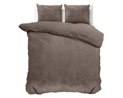 Velvet Uni Dekbedovertrek Taupe 200 x 220