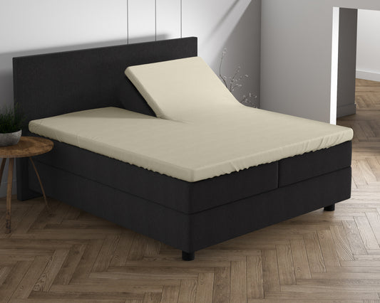 Dubbel Jersey 220 gr. Splittopper Hoeslaken Creme 160 x 200/220