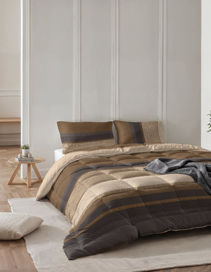 All-in one Lazy dekbed Marina Taupe 140 x 200 Met Kussensloop